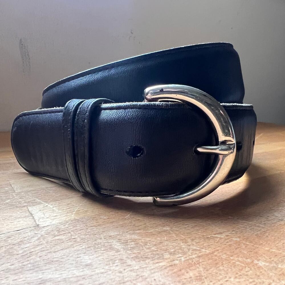 Vintage Coach Leather Belt Made in USA Full Grain Cowhide Black Brown L 90s Y2K